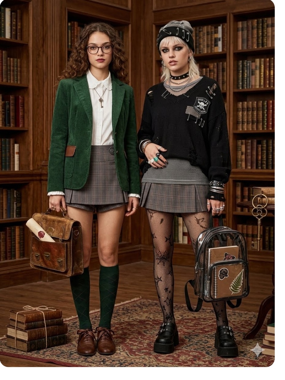 NWT Love Fire Gray Plaid Pleated Skort Mini M Dark Academia Y2K
